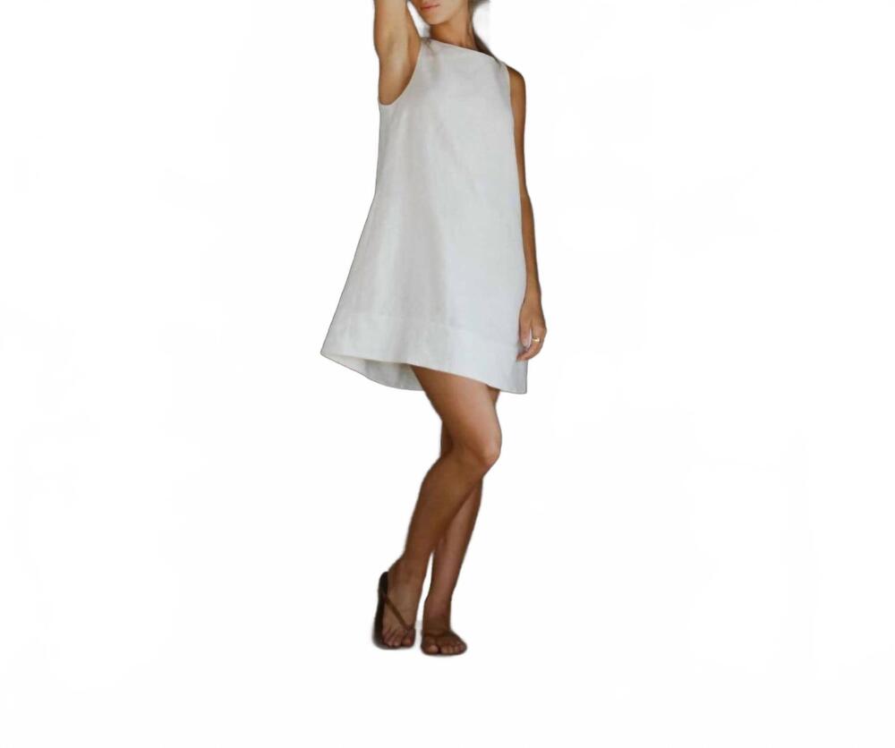 NEW PEONY embroidered mini keyhole dress in white